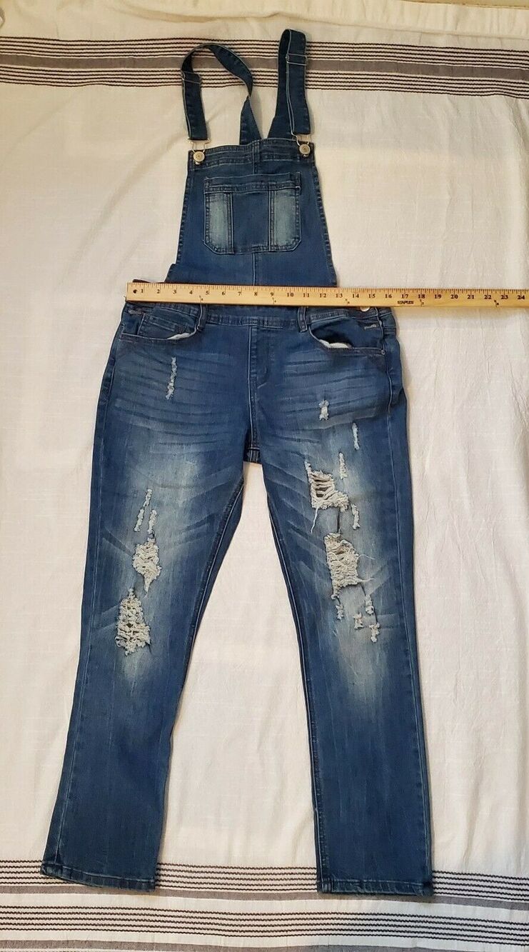 Eight y two Denim Distressed Overalls Size 7 Stretch